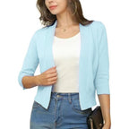Open front cropped cardigan sweater in pale blue