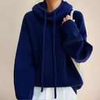 Fine knit merino wool turtleneck sweater in blue