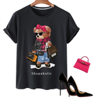 Shopaholic Bear Short Sleeve Graphic Tee Organic Cotton
