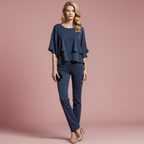Two-Piece Cold Shoulder Top and Long Trouser Set