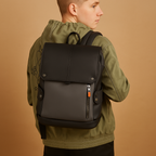 Men's PU Leather Backpack with Laptop Sleeve