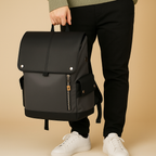 Men's PU Leather Backpack with Laptop Sleeve
