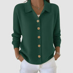 Women's casual long sleeve collared button down cardigan in army green