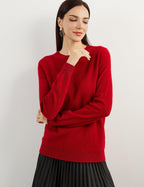 Women's luxe cashmere crew neck sweater in red